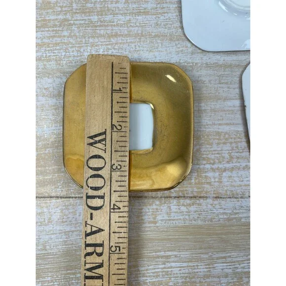 5 Bone China Gold Encrusted Floral Square Demi-Tasse Cups & Saucers Germany